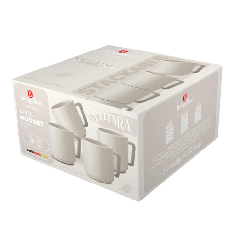 BH/10010, juego de 4 tazas, crema mate, juego de tazas, cerámica/porcelana/gres, vajilla, taza