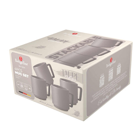 BH/10011, juego de 4 tazas, color topo mate, juego de tazas, cerámica/porcelana/gres, vajilla, taza