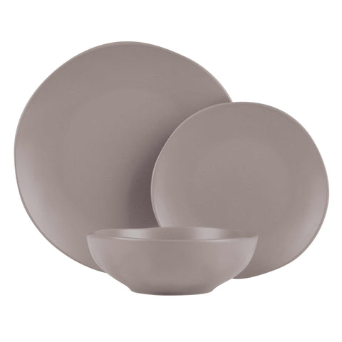 BH/10023, vajilla de 18 piezas, color topo mate, vajilla de 18 piezas, cerámica/porcelana/gres, vajilla, juego, juego de cuenco y plato, gres, vajilla, juego de vajilla