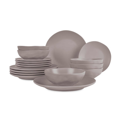 BH/10023, vajilla de 18 piezas, color topo mate, vajilla de 18 piezas, cerámica/porcelana/gres, vajilla, juego, juego de cuenco y plato, gres, vajilla, juego de vajilla