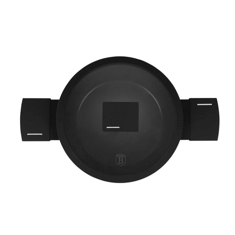 Product image of Casserole with lid 24cm. Part of the Matte Black Collection . Features: • Material: forged aluminum with non-stick titanPro coating • Casserole with lid Ø24*12,5 cm 4,1L • Color: black- silver. (Studio view). Official Berlinger Haus product, boosted by Promintra sl.