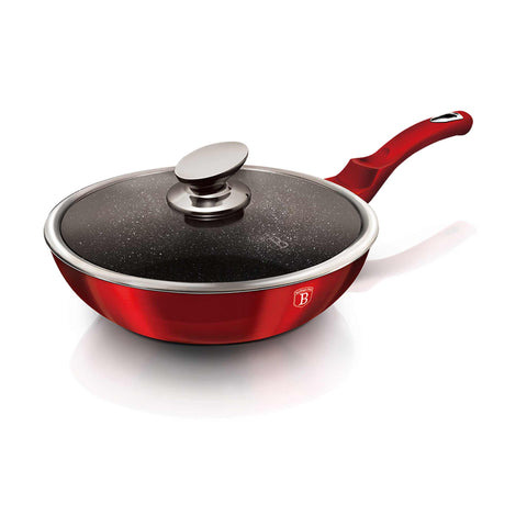 BH/1265N, Wok amb tapa 28cm, Bordeus, Vermell, Wok 28 cm amb tapa, Wok, Wok amb tapa, Bateria de cuina, Cuina