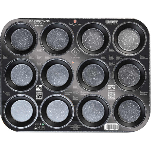 BH/1436, molde para muffins de 12 tazas, negro, utensilios para hornear - molde para muffins de 12 tazas, molde para muffins, muffin, utensilios para hornear, horneado,Berlinger Haus, Promintra