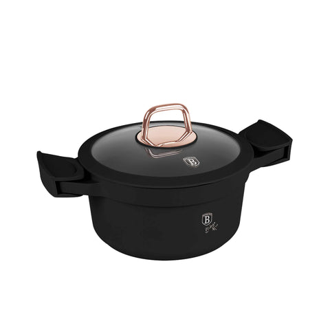 BH/1456, Cassola amb tapa 20cm, Negre, Or rosa, Cassola 20 cm, Alumini fos, Cassola, Olla, Cassola amb tapa, Bateria de cuina, Cuina