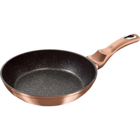 Product image of Frypan 28cm. Part of the Metallic Line Rose Gold Edition . Features: • Material: forged aluminum • Frypan Ø28*5,2 cm 2,4L • Color: metallic rose gold REGISTERED DESIGN BY BERLINGER HAUS!. (Studio view). Official Berlinger Haus product, boosted by Promintra sl.