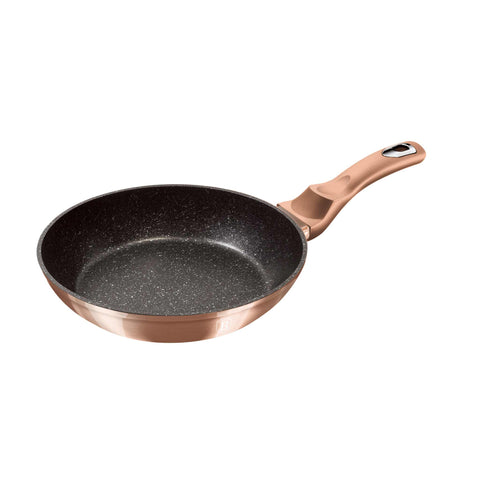 Product image of Frypan 30cm. Part of the Metallic Line Rose Gold Edition . Features: • Material: forged aluminum • Frypan Ø30*5,5 cm 2,9L • Color: metallic rose gold REGISTERED DESIGN BY BERLINGER HAUS!. (Studio view). Official Berlinger Haus product, boosted by Promintra sl.