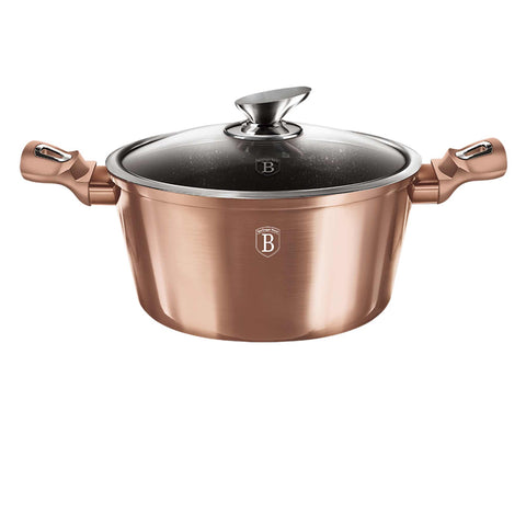 BH/1514N, Caçarola de 20 cm com Tampa, Ouro Rosa, Caçarola de 20 cm, Caçarola, Panela, Caçarola com Tampa, Conjunto de Utensílios de Cozinha