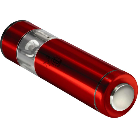 Product image of Electric pepper and salt mill. Part of the Metallic Line Burgundy Edition . Features: • Material: stainless steel with CERAMIC grinder • Batteries: 4 pcs AA (not inc.) • WITH LIGHT • Color: burgundy. (Studio view). Official Berlinger Haus product, boosted by Promintra sl.