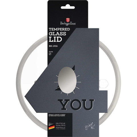 Product image of Glass lid 24cm. Part of the Metallic Line . Features: • Material: tempered glass and stainless steel • Size: 24 cm REGISTERED DESIGN BY BERLINGER HAUS!. (Giftbox view). Official Berlinger Haus product, boosted by Promintra sl.