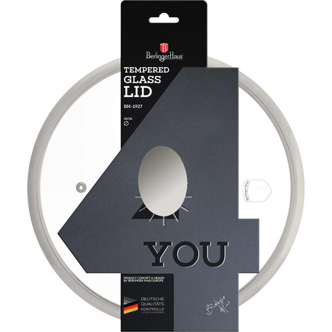 Product image of Glass lid 28cm. Part of the Metallic Line . Features: • Material: tempered glass and stainless steel • Size: 28 cm REGISTERED DESIGN BY BERLINGER HAUS!. (Giftbox view). Official Berlinger Haus product, boosted by Promintra sl.