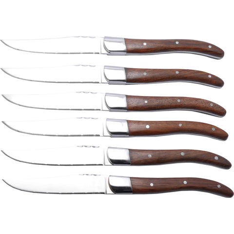 BH/2439, juego de 6 cuchillos para carne con mango de palisandro, palisandro, juego de 6 cuchillos para carne, juego de cuchillos para carne, cuchillos para carne, mango de madera,Berlinger Haus, Promintra