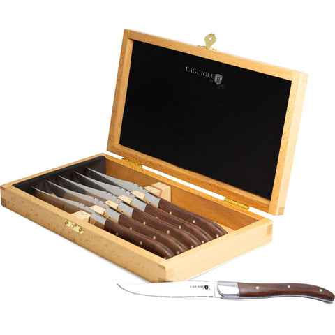 BH/2439, juego de 6 cuchillos para carne con mango de palisandro, palisandro, juego de 6 cuchillos para carne, juego de cuchillos para carne, cuchillos para carne, mango de madera,Berlinger Haus, Promintra