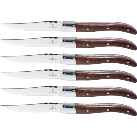 BH/2439, juego de 6 cuchillos para carne con mango de palisandro, palisandro, juego de 6 cuchillos para carne, juego de cuchillos para carne, cuchillos para carne, mango de madera, Berlinger Haus, Promintra