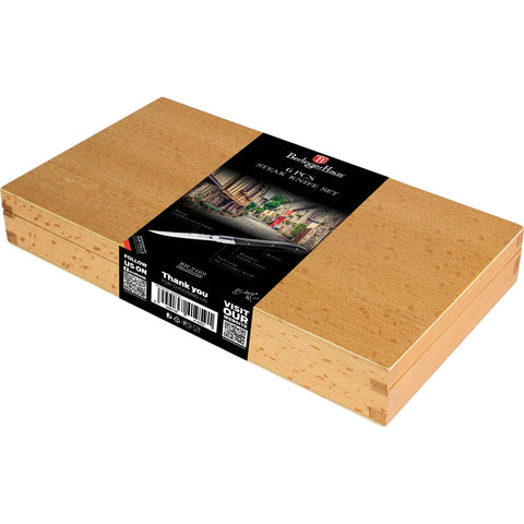 BH/2469, juego de 6 cuchillos para carne con mango de madera negra, madera negra, juego de 6 cuchillos para carne, juego de cuchillos para carne, cuchillos para carne, mango de madera,Berlinger Haus, Promintra