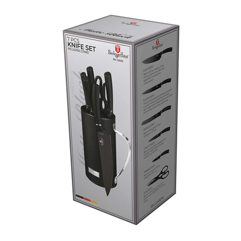 BH/2480N,BH/2480,BH/2796,Juego de cuchillos de 7 piezas con soporte de acero inoxidable,Negro,Plateado,T3: Juego de cuchillos de 7 piezas con soporte a.,juego de cuchillos,cuchillos,cuchillo,soporte de acero inoxidable,soporte,Cuchillos y herramientas de corte