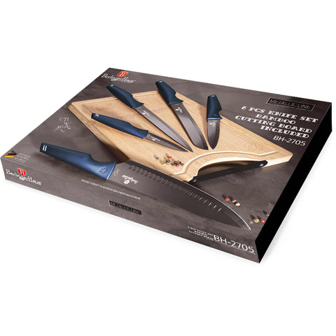 Set De 6 Cuchillos Con Tabla De Cortar De Bambú, Embalaje del producto