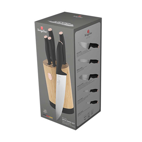 Set De 6 Cuchillos Con Soporte De Bambú