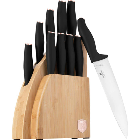 Set De 10 Cuchillos Con Soporte De Bambú