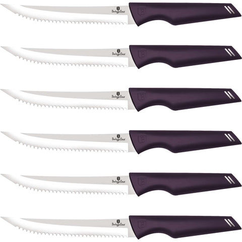 BH/2789, juego de 6 cuchillos para carne, morado, juego de 6 cuchillos para carne, blíster, juego de cuchillos para carne, cuchillos para carne, Berlinger Haus, Promintra