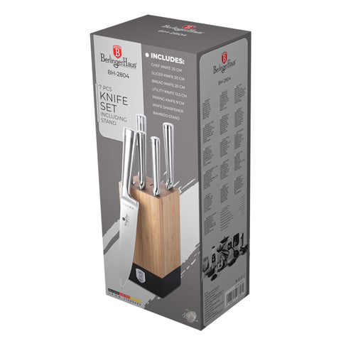 Set De 7 Cuchillos Con Soporte De Bambú, Embalaje del producto