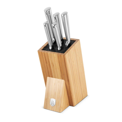 Set De 6 Cuchillos Con Soporte De Bambú