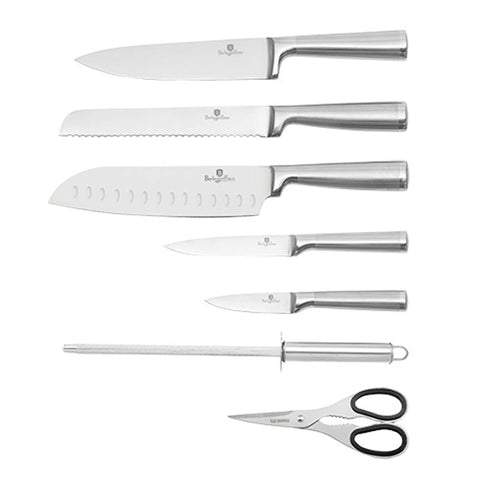 BH/2808, Conjunto de 8 Facas com Suporte de Acrílico, Aço Inoxidável, T6: Conjunto de 8 facas com suporte de acrílico, conjunto de facas, facas, faca, suporte de acrílico, suporte