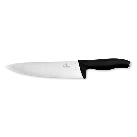 Product image of Chef knife 20cm. Part of the Black Vantage Collection/Matte Black Collection/Black Silver Collection . Features: • Material: stainless steel • Size: 20 cm • Color: black- silver REGISTERED DESIGN BY BERLINGER HAUS!. (Studio view). Official Berlinger Haus product, boosted by Promintra sl.