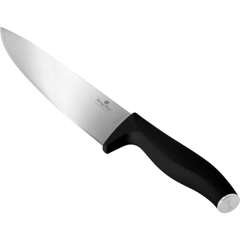 Product image of Chef knife 20cm. Part of the Black Vantage Collection/Matte Black Collection/Black Silver Collection . Features: • Material: stainless steel • Size: 20 cm • Color: black- silver REGISTERED DESIGN BY BERLINGER HAUS!. (Studio view). Official Berlinger Haus product, boosted by Promintra sl.