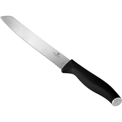 Product image of Bread knife 20cm. Part of the Black Vantage Collection/Matte Black Collection/Black Silver Collection . Features: • Material: stainless steel • Size: 20 cm • Color: black- silver REGISTERED DESIGN BY BERLINGER HAUS!. (Studio view). Official Berlinger Haus product, boosted by Promintra sl.
