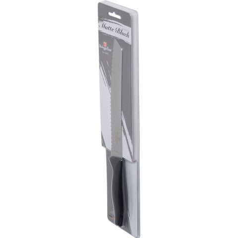 Product image of Bread knife 20cm. Part of the Black Vantage Collection/Matte Black Collection/Black Silver Collection . Features: • Material: stainless steel • Size: 20 cm • Color: black- silver REGISTERED DESIGN BY BERLINGER HAUS!. (Studio view). Official Berlinger Haus product, boosted by Promintra sl.