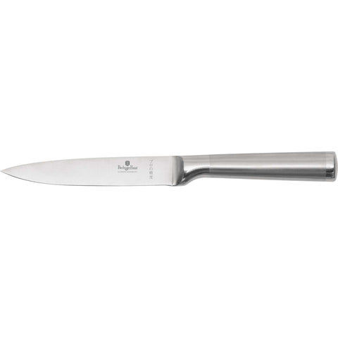 Product image of Utility knife 12,5cm. Part of the Black Vantage Collection/Matte Black Collection/Black Silver Collection/Eternal Collection/Anthracite Collection . Features: • Material: stainless steel with satin and mirror polish handle • Size: 12,5 cm • Color: stainless steel. (Studio view). Official Berlinger Haus product, boosted by Promintra sl.