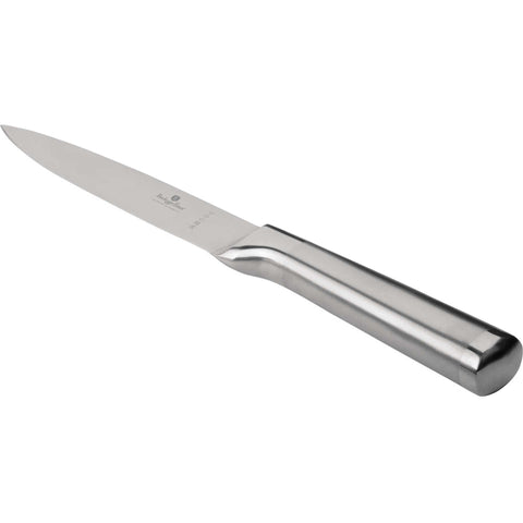 Product image of Utility knife 12,5cm. Part of the Black Vantage Collection/Matte Black Collection/Black Silver Collection/Eternal Collection/Anthracite Collection . Features: • Material: stainless steel with satin and mirror polish handle • Size: 12,5 cm • Color: stainless steel. (Studio view). Official Berlinger Haus product, boosted by Promintra sl.