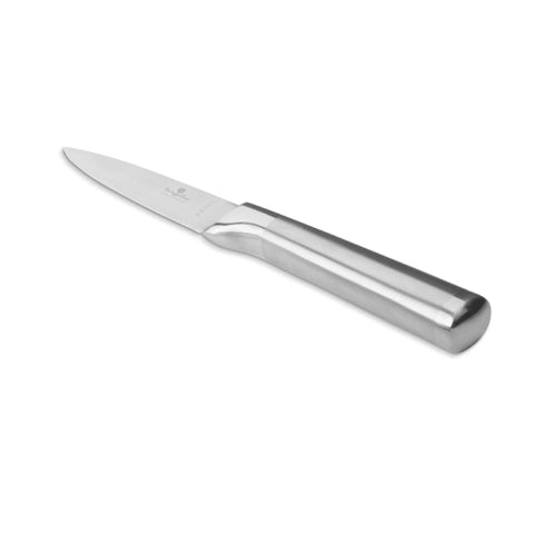 Product image of Paring knife 9cm. Part of the Black Vantage Collection/Matte Black Collection/Black Silver Collection/Eternal Collection/Anthracite Collection . Features: • Material: stainless steel with satin and mirror polish handle • Size: 9 cm • Color: stainless steel. (Studio view). Official Berlinger Haus product, boosted by Promintra sl.
