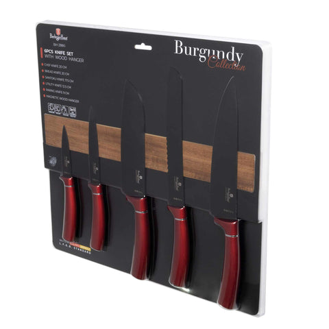 Juego De 6 Cuchillos Con Colgador Magnético De Madera De Acacia, Embalaje del producto