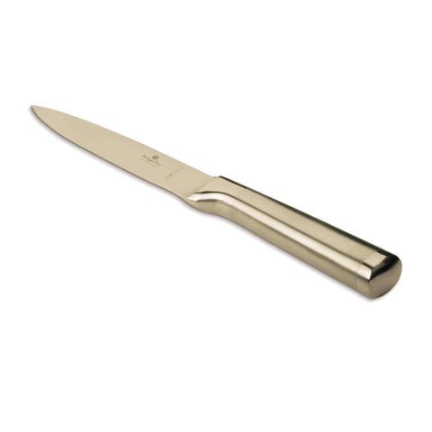 Product image of Utility knife 12,5cm. Part of the Sahara Collection/Leonardo Collection . Features: • Material: stainless steel with satin and mirror polish handle • Size: 12,5 cm • Color: gold. (Studio view). Official Berlinger Haus product, boosted by Promintra sl.