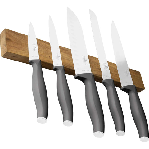 Juego De 6 Cuchillos Con Colgador Magnético De Madera De Acacia