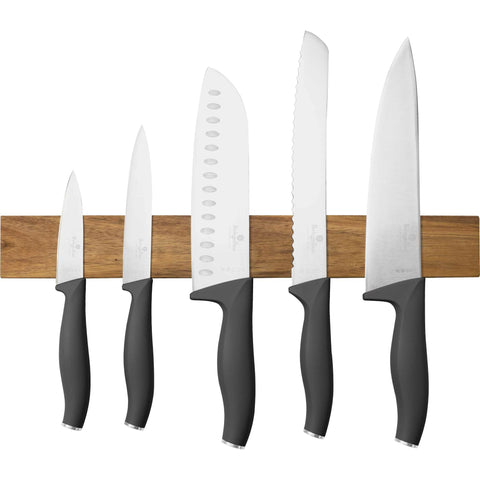 Juego De 6 Cuchillos Con Colgador Magnético De Madera De Acacia
