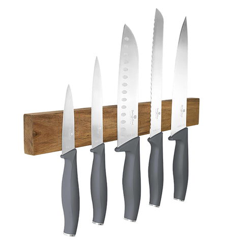 Juego De 6 Cuchillos Con Colgador Magnético De Madera De Acacia