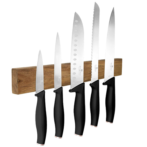 Juego De 6 Cuchillos Con Colgador Magnético De Madera De Acacia