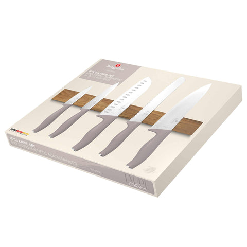 Juego De 6 Cuchillos Con Colgador Magnético De Madera De Acacia, Embalaje del producto