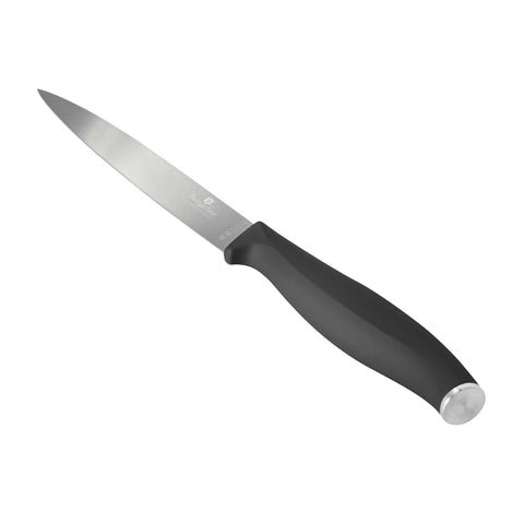 Product image of 6pcs knife set. Part of the Anthracite Collection . Features: • Material: stainless steel • Chef knife 20 cm • Bread knife 20 cm • Santoku knife 17,5 cm • Utility knife 12,5 cm • Paring knife 9 cm • Santoku kn.... (Studio view). Official Berlinger Haus product, boosted by Promintra sl.