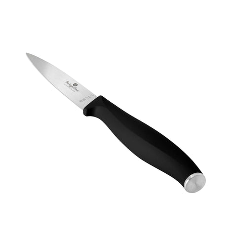 Product image of 6pcs knife set. Part of the Black Vantage Collection/Matte Black Collection/Black Silver Collection . Features: • Material: stainless steel • Chef knife 20 cm • Bread knife 20 cm • Santoku knife 17,5 cm • Utility knife 12,5 cm • Paring knife 9 cm • Santoku kn.... (Studio view). Official Berlinger Haus product, boosted by Promintra sl.