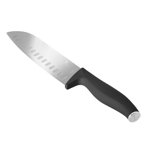 Product image of 4pcs knife set. Part of the Anthracite Collection . Features: • Material: stainless steel • Chef knife 20 cm • Santoku knife 17,5 cm • Utility knife 12,5 cm • Paring knife 9 cm • Color: matt anthracite REGISTE.... (Studio view). Official Berlinger Haus product, boosted by Promintra sl.
