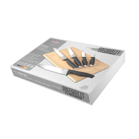 BH/2961, NUEVO, juego de cuchillos de 6 piezas con tabla de cortar de bambú, antracita mate, juego de cuchillos de 6 piezas con tabla de cortar de bambú, juego de cuchillos, cuchillos, cuchillo, tabla de cortar, bambú,Berlinger Haus, Promintra