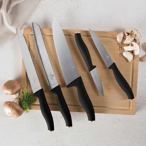 Set De 6 Cuchillos Con Tabla De Cortar De Bambú