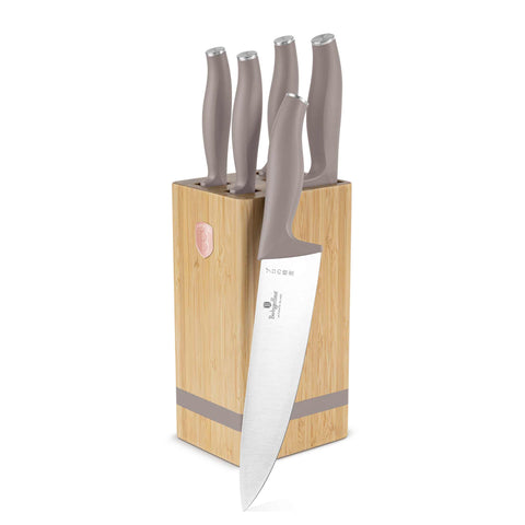 Juego De 6 Cuchillos Con Soporte De Bambú