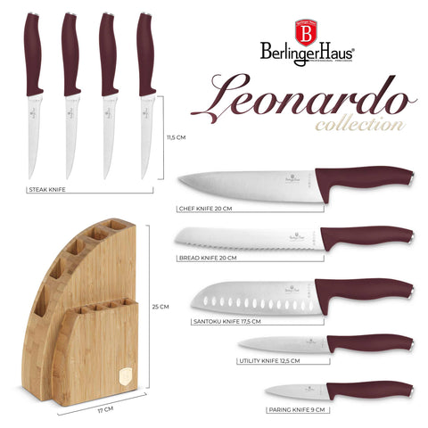 Coffret de 10 couteaux avec support en bambou