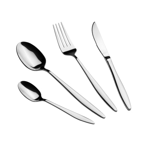 Product image of 24pcs cutlery set SILVER mirror POLISH. Part of the Cutlery sets . Features: • Material: stainless steel with full MIRROR finish • Include: • Table knife 6 pcs 7,0 mm • Table fork 6 pcs 4,0 mm • Table spoon 6 pcs 4,0 mm • Te.... (Studio view). Official Berlinger Haus product, boosted by Promintra sl.
