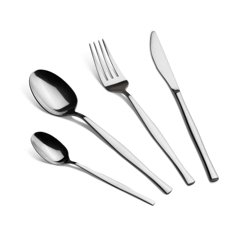 Product image of 24pcs cutlery set SILVER mirror POLISH. Part of the Cutlery sets . Features: • Material: stainless steel with full MIRROR finish • Include: • Table knife 6 pcs 7,0 mm • Table fork 6 pcs 4,0 mm • Table spoon 6 pcs 4,0 mm • Te.... (Studio view). Official Berlinger Haus product, boosted by Promintra sl.