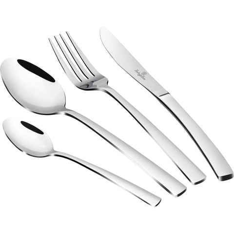 Product image of 24pcs cutlery set mirror. Part of the Cutlery sets . Features: • Material: stainless steel, MIRROR finish • Include: • 6 pcs table knife 7,0 mm • 6 pcs table spoon 3,5 mm • 6 pcs table fork 3,5 mm • 6 pcs tea s.... (Studio view). Official Berlinger Haus product, boosted by Promintra sl.